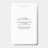 モダンシンプル白企業の写真ID バッジ (裏面)