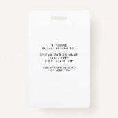 モダンシンプル白企業の写真ID バッジ (裏面)