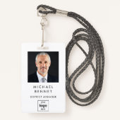 モダンシンプル白企業の写真ID バッジ (正面ランヤード)