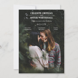 モダンシンプル白文字ダークフォトハンドスティング 招待状