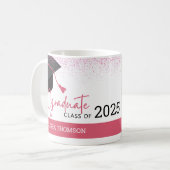 モダンシンプル白赤面卒業写真 コーヒーマグカップ (正面左)