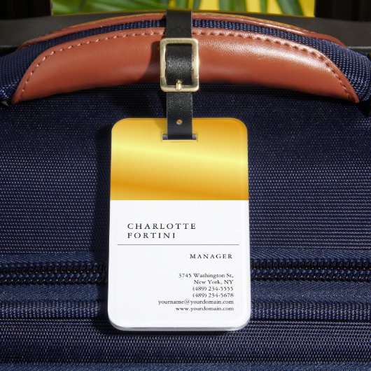 モダンシンプル白金ゴールドカラーミニマル ラゲッジタグ (正面インサイチュ2)