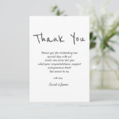 モダンシンプル白黒の手書き結婚の サンキューカード (スタンド正面)