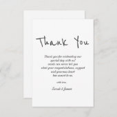 モダンシンプル白黒の手書き結婚の サンキューカード (正面/裏面)