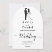 モダンシンプル白黒の書道結婚の 招待状 (正面)