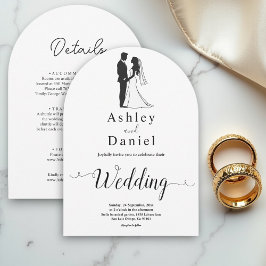 モダンシンプル白黒の書道結婚の 招待状