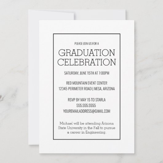 モダンシンプル白黒の漸進法 案内状 (裏面)