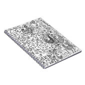 モダンシンプル白黒の鳥模様 ノートブック (右側)