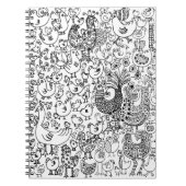 モダンシンプル白黒の鳥模様 ノートブック (正面)