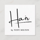 モダンシンプル白黒はっきりしたヘアスタイリスト スクエア名刺 (正面)