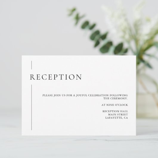 モダンシンプル白黒ウェディングレセプションカード エンクロージャーカード (スタンド正面)