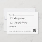 モダンシンプル白黒ウェディングRSVPカード (裏面)