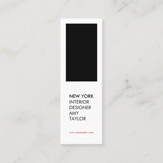 モダンシンプル白黒エレガントミニマル設計者 スキニー名刺 (正面)