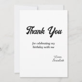 モダンシンプル白黒エレガント誕生日 サンキューカード (正面)