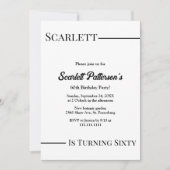 モダンシンプル白黒エレガント誕生日 招待状 (正面)