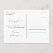 モダンシンプル白黒スクリプト3写真結婚のS 案内ポストカード (裏面)