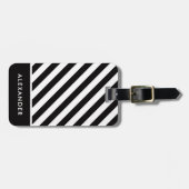 モダンシンプル白黒ストライプ ラゲッジタグ (正面横)