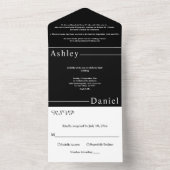 モダンシンプル白黒デリケート結婚ズ オールインワン招待状 (内側)