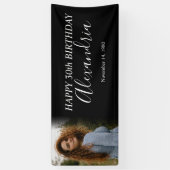 モダンシンプル白黒フォト誕生日パーティー 横断幕 (縦)