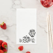 モダンシンプル白黒フラワーペーパーナプキン (インサイチュ)