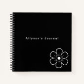 モダンシンプル白黒モノグラムの ノートブック (正面)