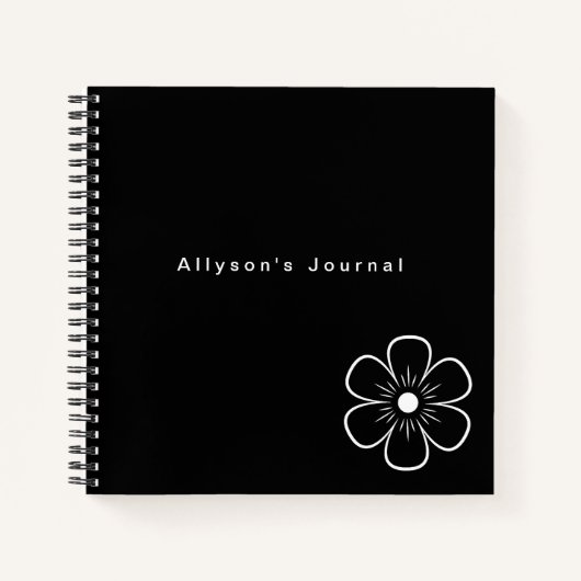 モダンシンプル白黒モノグラムの ノートブック (正面)