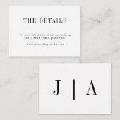 モダンシンプル白黒モノグラム結婚の エンクロージャーカード (正面/裏面)