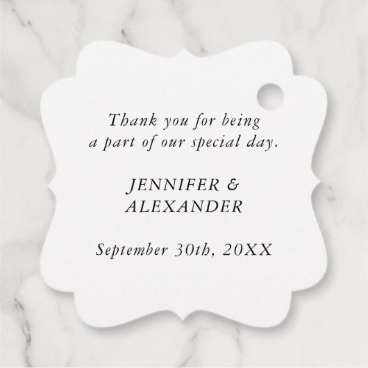 モダンシンプル白黒モノグラム結婚の フェイバータグ (裏面)