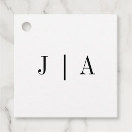 モダンシンプル白黒モノグラム結婚の フェイバータグ