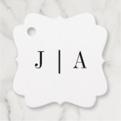 モダンシンプル白黒モノグラム結婚の フェイバータグ (正面)