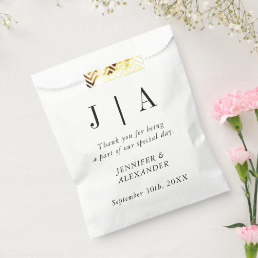 モダンシンプル白黒モノグラム結婚の フェイバーバッグ (封をした状態)