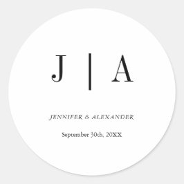モダンシンプル白黒モノグラム結婚の ラウンドシール