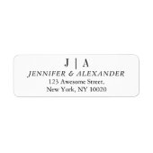 モダンシンプル白黒モノグラム結婚の ラベル (正面)