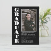 モダンシンプル白黒写真の卒業党 招待状 (スタンド正面)