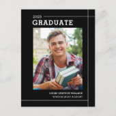 モダンシンプル白黒写真卒業 案内ポストカード (正面)