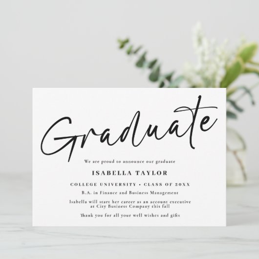 モダンシンプル白黒写真卒業 案内状 (スタンド正面)