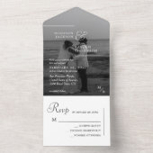 モダンシンプル白黒写真結婚の オールインワン招待状 (内側)