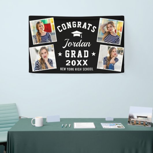 モダンシンプル白黒卒業パーティー4 PHOTO 横断幕 (トレードショー)