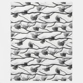 モダンシンプル白黒抽象芸術つる植物 フリースブランケット (正面)