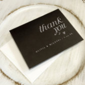 モダンシンプル白黒文字ハート結婚の サンキューカード