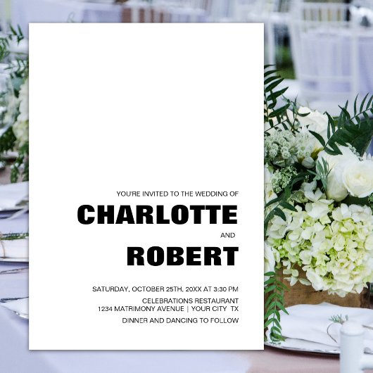 モダンシンプル白黒結婚ズ 招待状