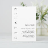 モダンシンプル白黒結婚詳細- エンクロージャーカード (スタンド正面)