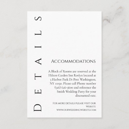 モダンシンプル白黒結婚詳細- エンクロージャーカード (裏面)