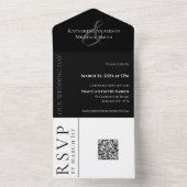 モダンシンプル白黒結婚QRコード –  オールインワン招待状 (内側)