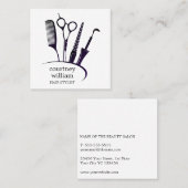 モダンシンプル白黒美容師 スクエア名刺 (正面/裏面)