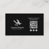 モダンシンプル白黒美容師QRコード 名刺 (裏面)