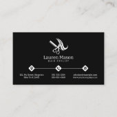 モダンシンプル白黒美容師QRコード 名刺 (正面)