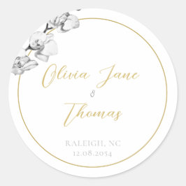 モダンシンプル白黒金ゴールドオ結婚ラン ラウンドシール