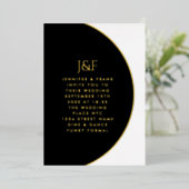 モダンシンプル白黒金ゴールドモノグラム実在 箔招待状 (立ち正面)