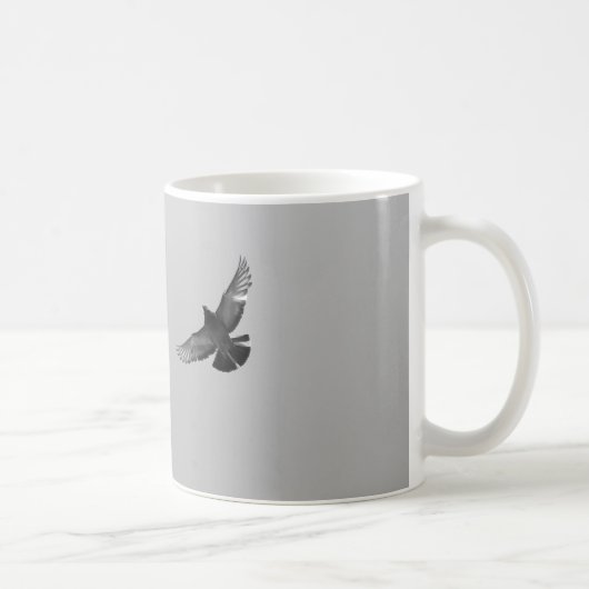 モダンシンプル白黒飛んでいる鳩 コーヒーマグカップ (右)